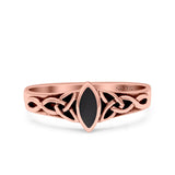 Celtic Style Marquise Lab Opal Ring Solid Oxidized 925 Sterling Silver