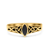 Celtic Style Marquise Lab Opal Ring Solid Oxidized 925 Sterling Silver