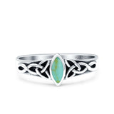 Celtic Style Marquise Lab Opal Ring Solid Oxidized 925 Sterling Silver