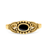 Vintage Style Oval Lab Opal Ring Solid Oxidized 925 Sterling Silver