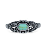 Vintage Style Oval Lab Opal Ring Solid Oxidized 925 Sterling Silver