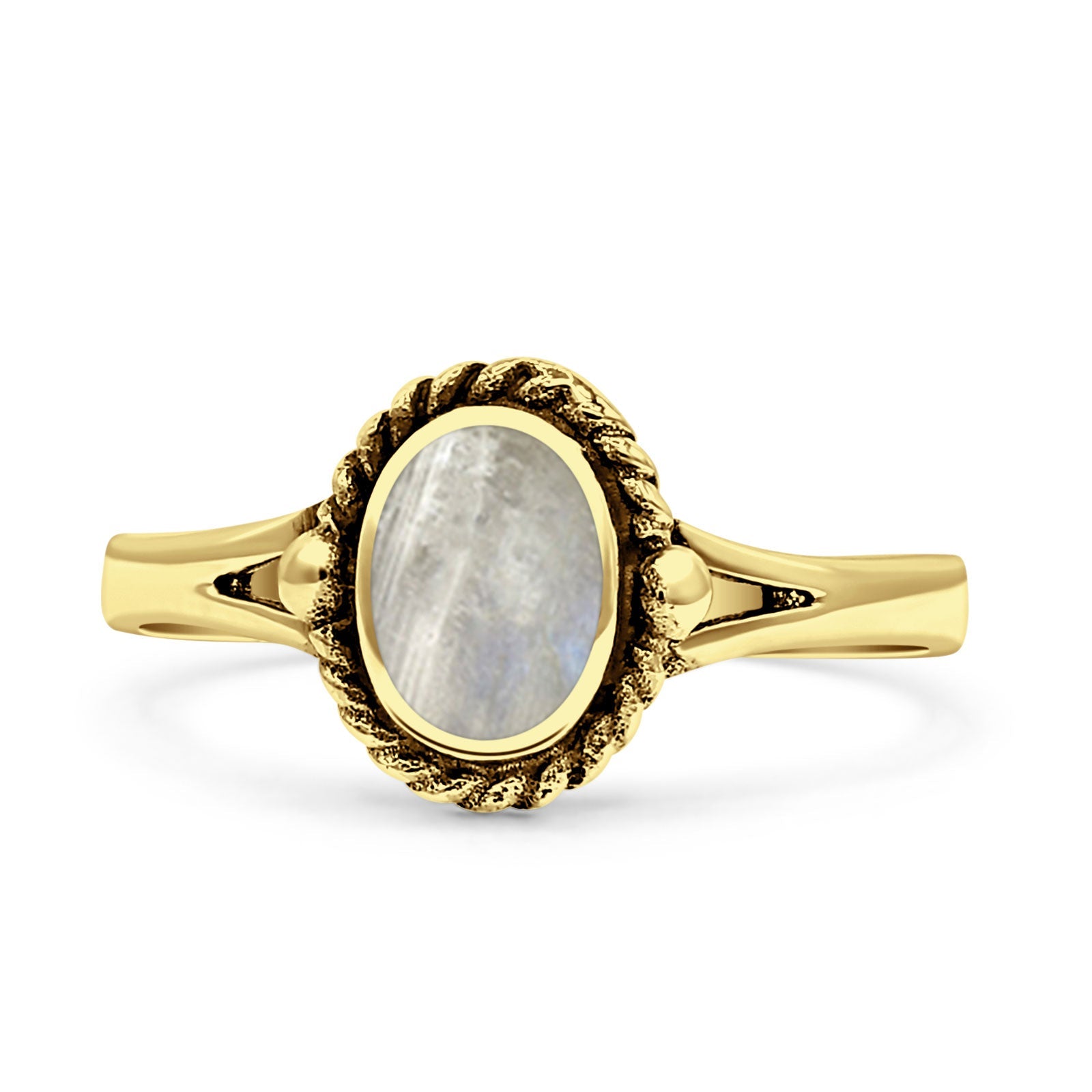 Oval Fashion Lab Created Opal Ring Oxidized 925 Sterling Silver