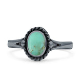 Oval Fashion Lab Created Opal Ring Oxidized 925 Sterling Silver