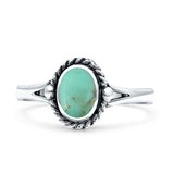 Oval Fashion Lab Created Opal Ring Oxidized 925 Sterling Silver