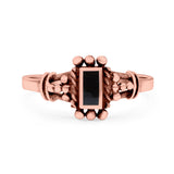 Petite Dainty Emerald Lab Opal Ring Solid Oxidized 925 Sterling Silver