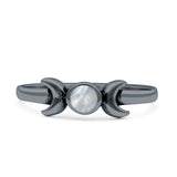 Moon Thumb Ring Statement Fashion Oxidized Lab Created Opal Solid 925 Sterling Silver
