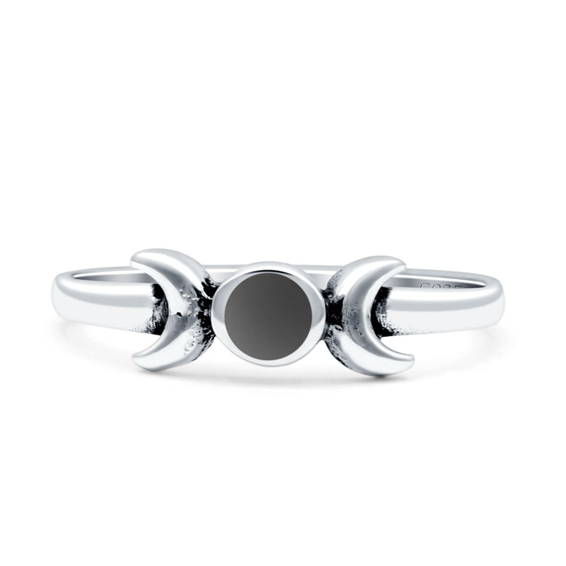 Moon Thumb Ring Statement Fashion Oxidized Lab Created Opal Solid 925 Sterling Silver
