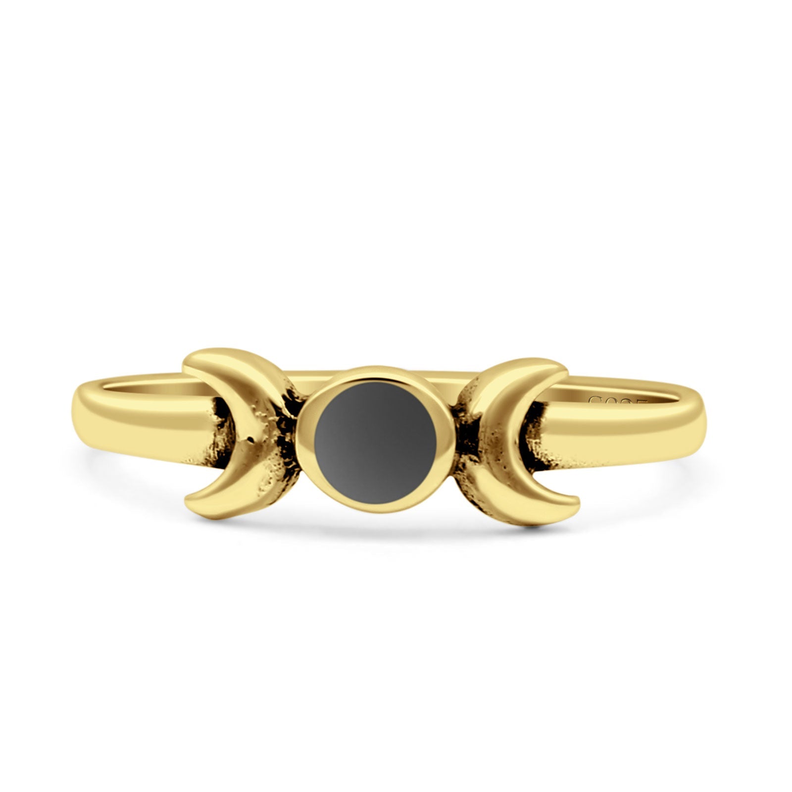 Moon Thumb Ring Statement Fashion Oxidized Lab Created Opal Solid 925 Sterling Silver