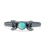Moon Thumb Ring Statement Fashion Oxidized Lab Created Opal Solid 925 Sterling Silver