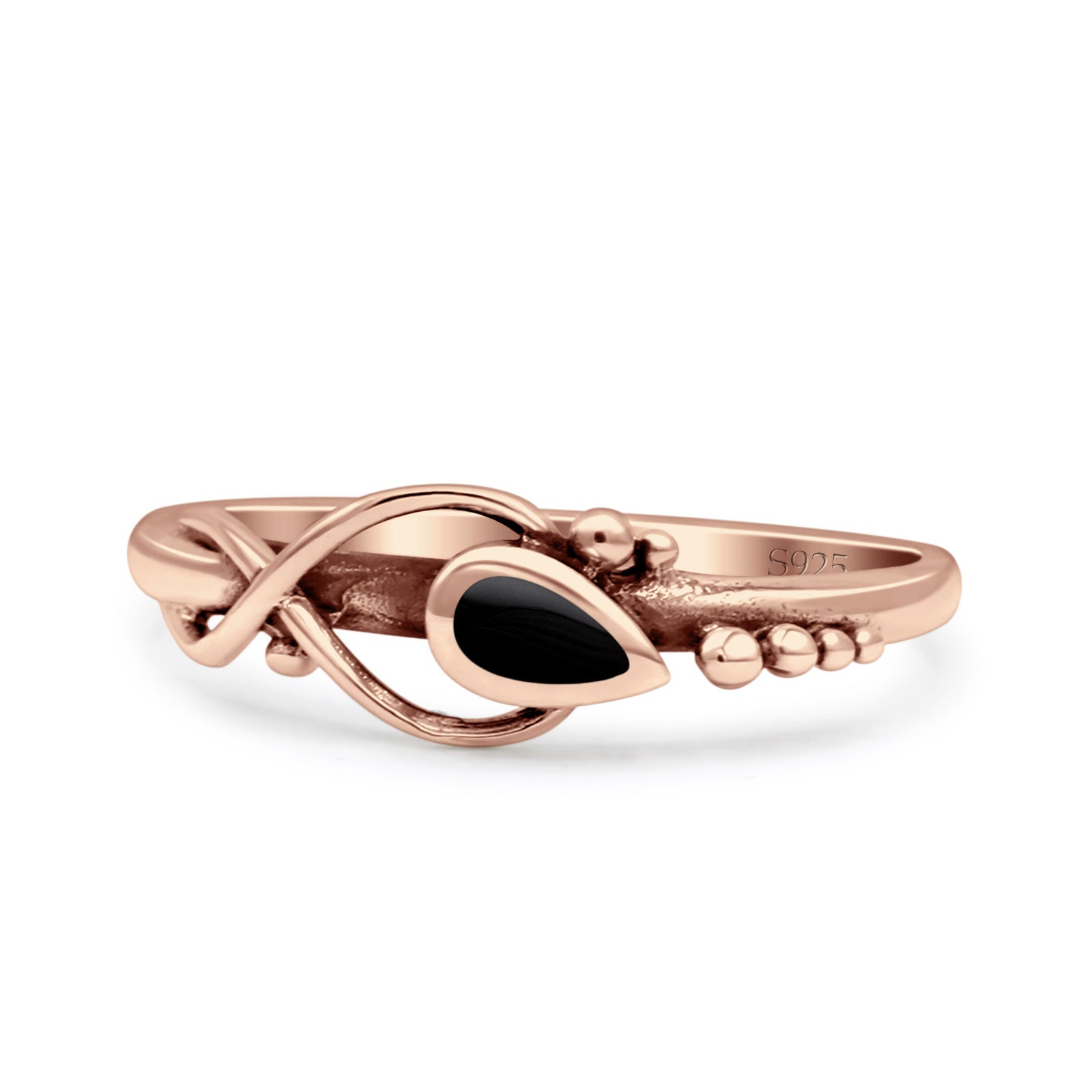 Celtic Infinity Pear Thumb Ring Fashion Oxidized Lab Created Opal Solid 925 Sterling Silver