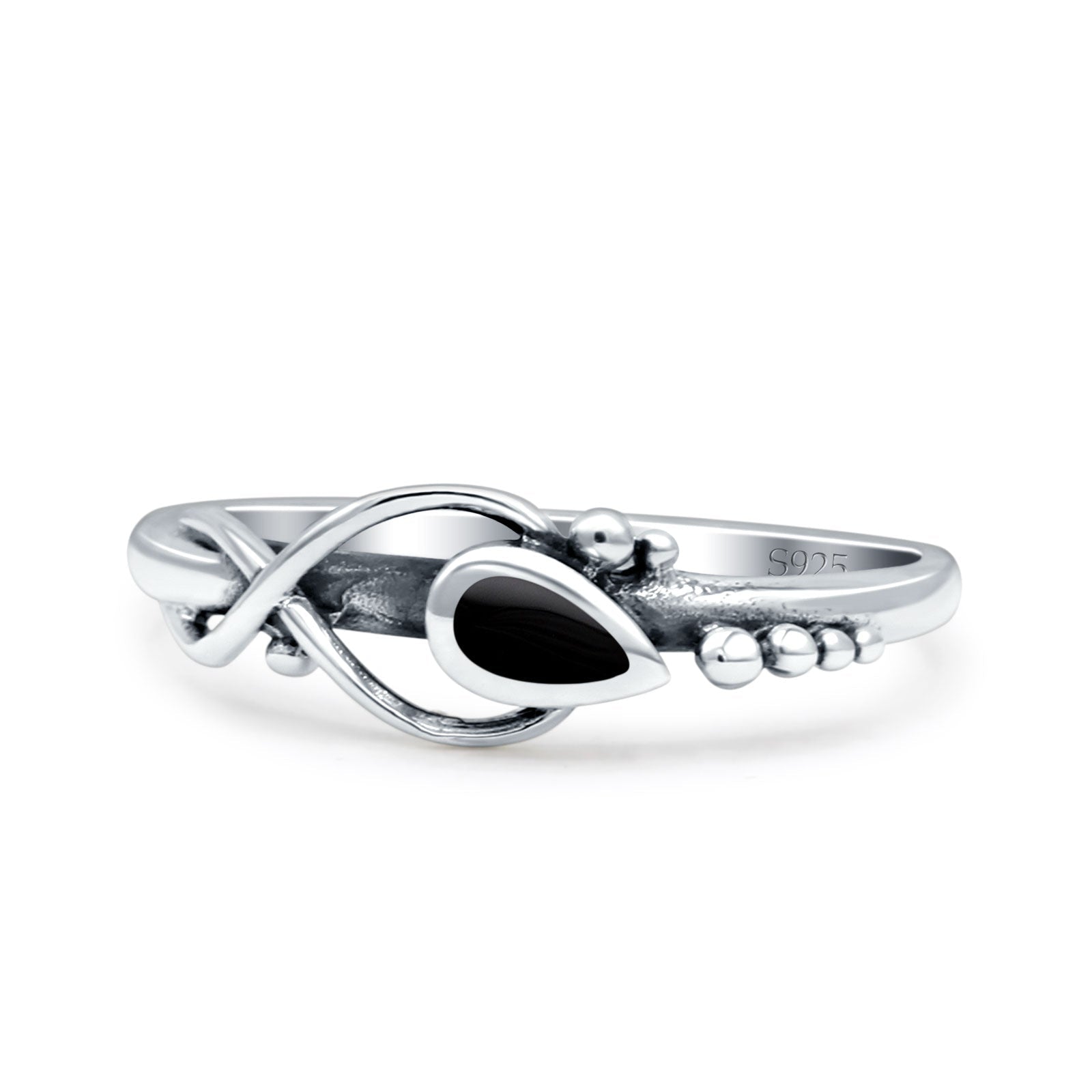 Celtic Infinity Pear Thumb Ring Fashion Oxidized Lab Created Opal Solid 925 Sterling Silver