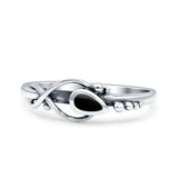 Celtic Infinity Pear Thumb Ring Fashion Oxidized Lab Created Opal Solid 925 Sterling Silver