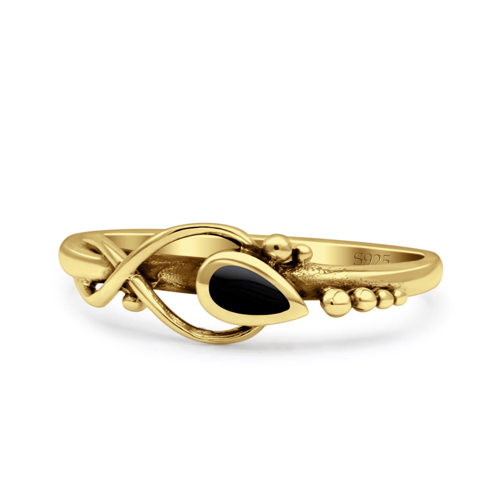 Celtic Infinity Pear Thumb Ring Fashion Oxidized Lab Created Opal Solid 925 Sterling Silver