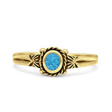 Vintage Style Oval Thumb Ring Statement Fashion Oxidized Lab Created Opal Solid 925 Sterling Silver