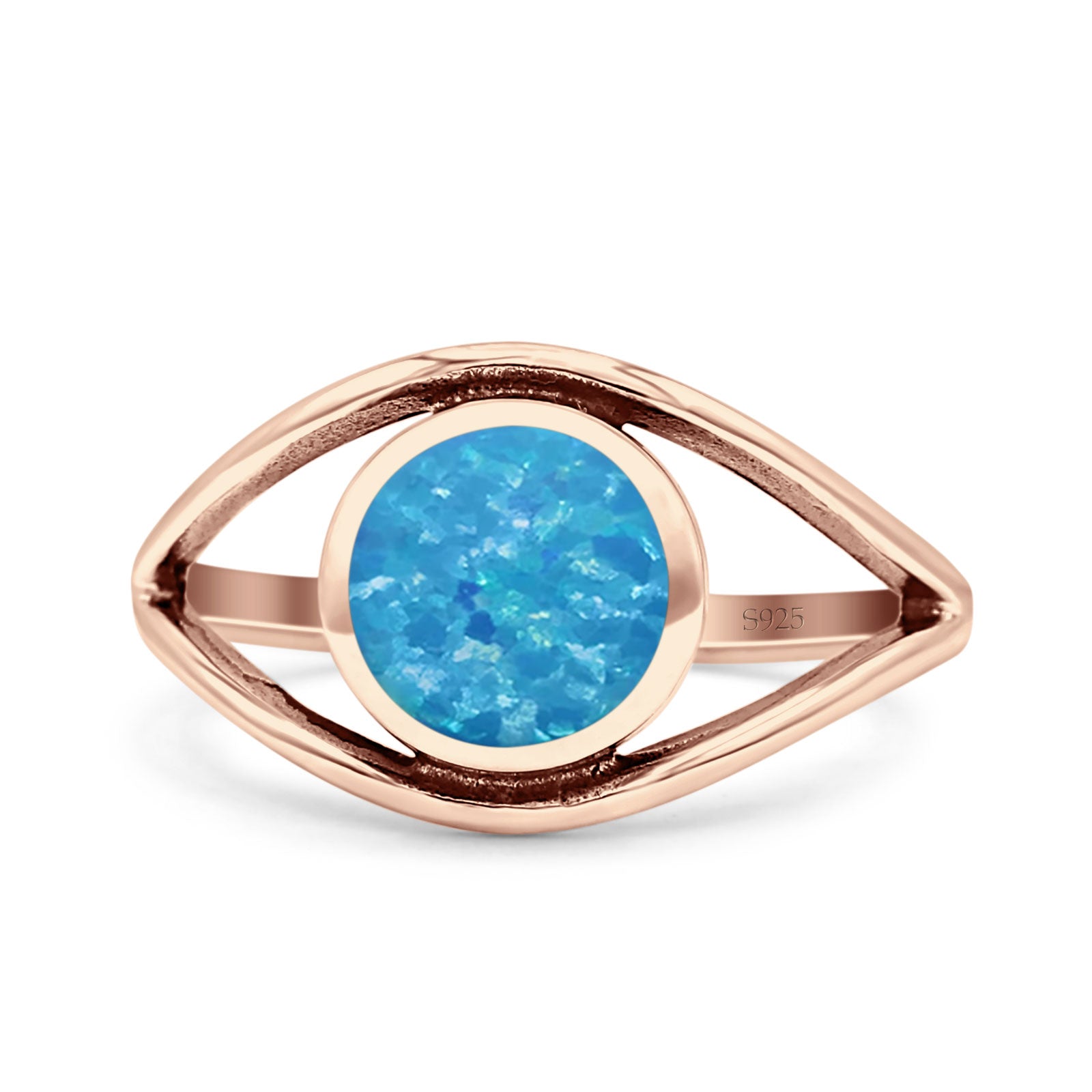 Round Thumb Ring Statement Fashion Oxidized Lab Created Opal Solid 925 Sterling Silver