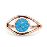 Round Thumb Ring Statement Fashion Oxidized Lab Created Opal Solid 925 Sterling Silver