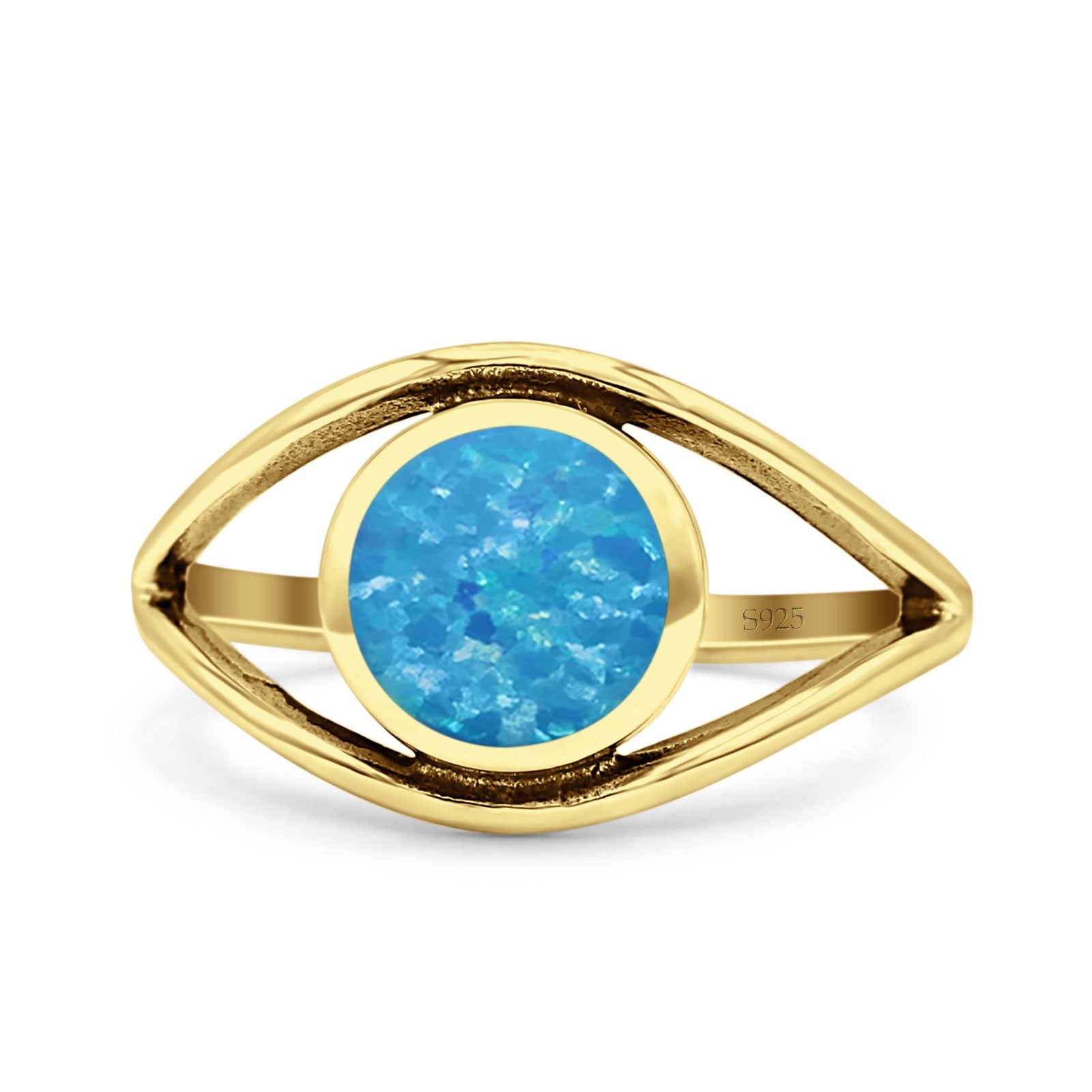 Round Thumb Ring Statement Fashion Oxidized Lab Created Opal Solid 925 Sterling Silver