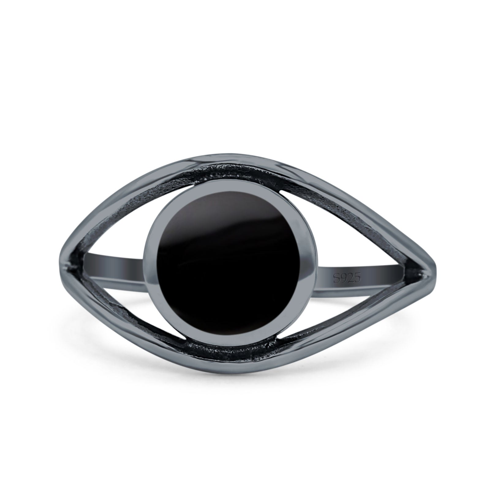 Round Thumb Ring Statement Fashion Oxidized Lab Created Opal Solid 925 Sterling Silver