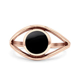 Round Thumb Ring Statement Fashion Oxidized Lab Created Opal Solid 925 Sterling Silver