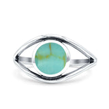 Round Thumb Ring Statement Fashion Oxidized Lab Created Opal Solid 925 Sterling Silver