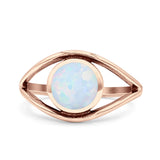 Round Thumb Ring Statement Fashion Oxidized Lab Created Opal Solid 925 Sterling Silver