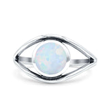 Round Thumb Ring Statement Fashion Oxidized Lab Created Opal Solid 925 Sterling Silver