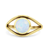 Round Thumb Ring Statement Fashion Oxidized Lab Created Opal Solid 925 Sterling Silver