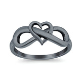 Heart Infinity Ring Oxidized Band 925 Sterling Silver Thumb Ring (8mm)