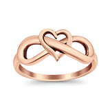Heart Infinity Ring Oxidized Band 925 Sterling Silver Thumb Ring (8mm)
