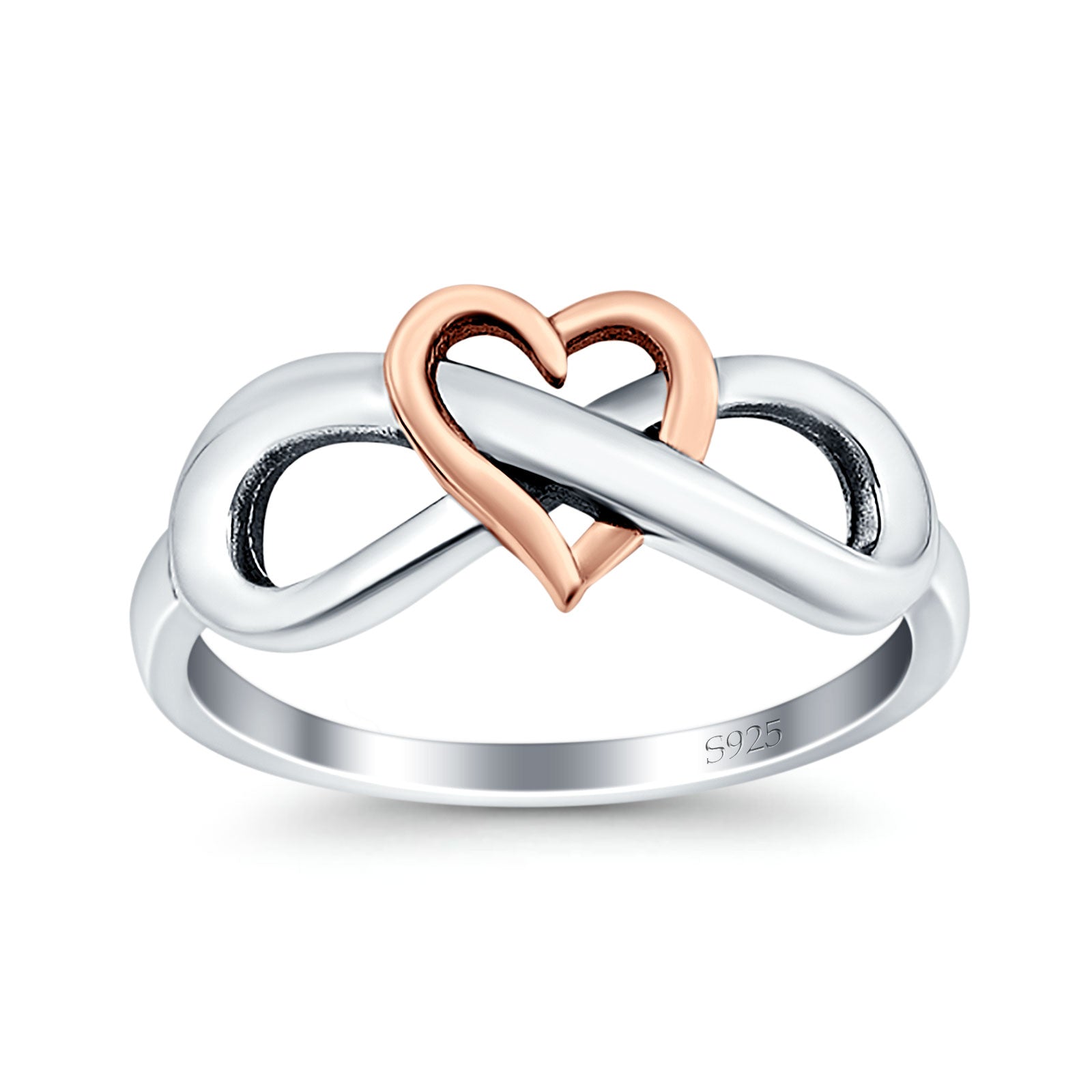 Heart Infinity Ring Oxidized Band 925 Sterling Silver Thumb Ring (8mm)