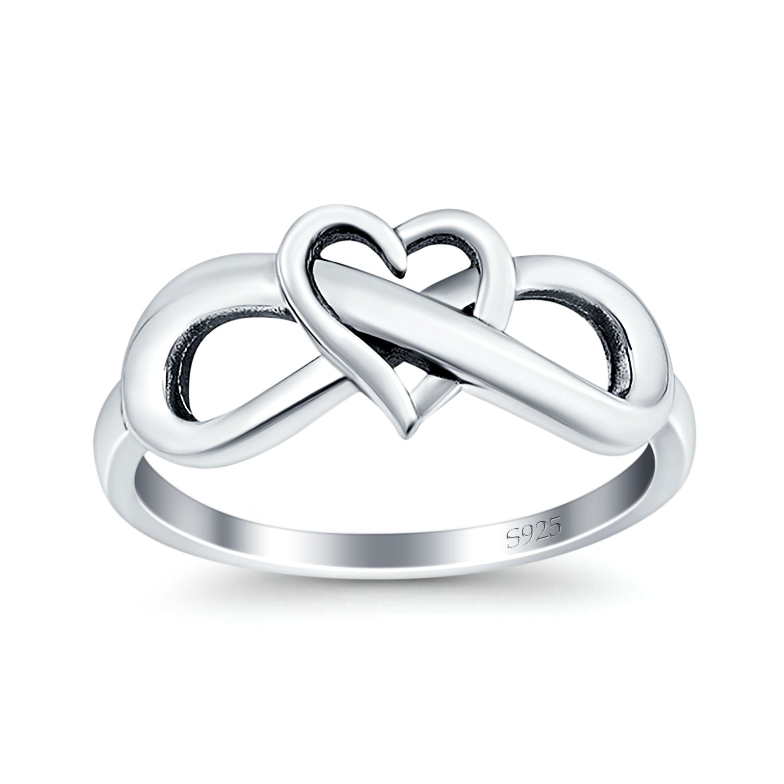 Heart Infinity Ring Oxidized Band 925 Sterling Silver Thumb Ring (8mm)