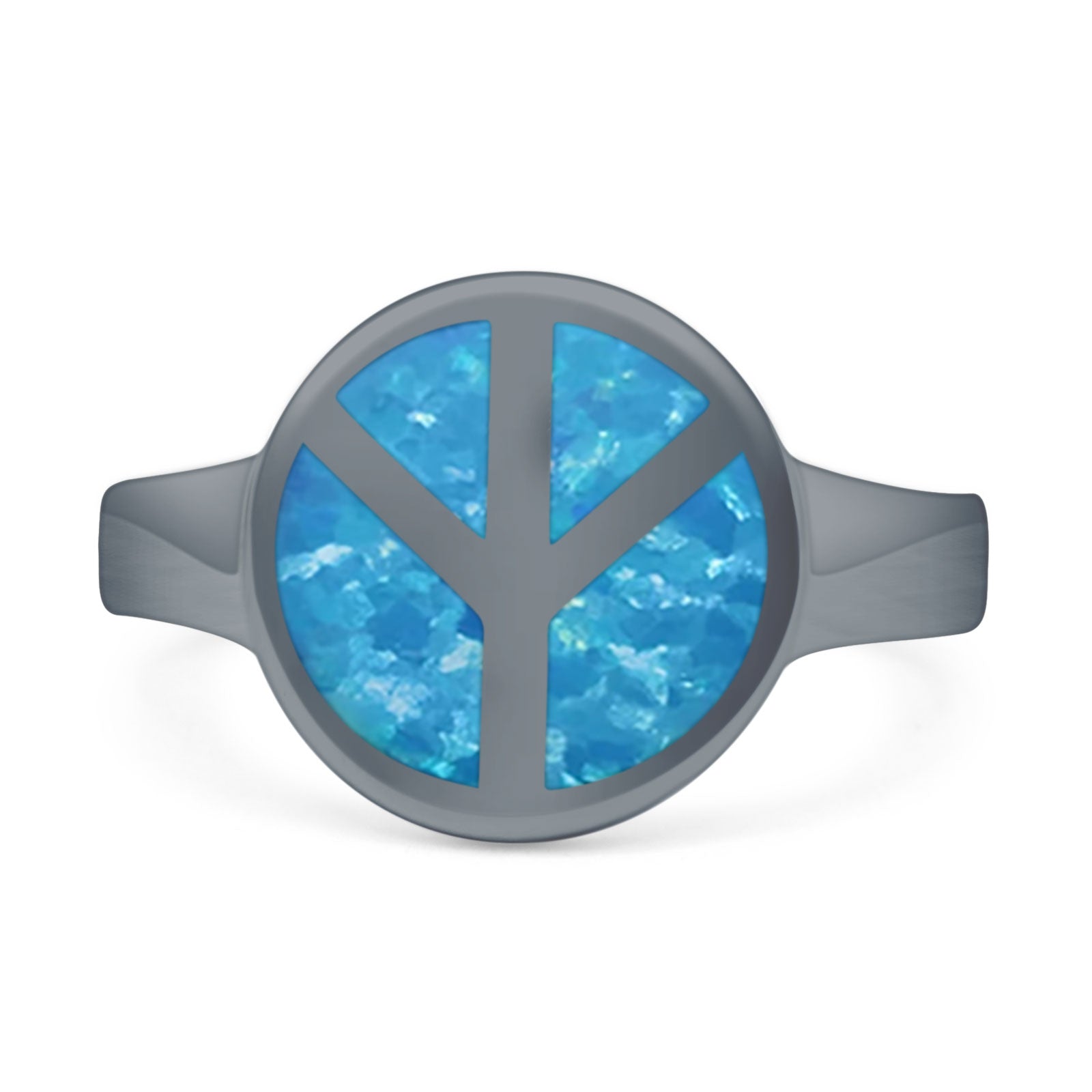 Peace Sign Thumb Ring Lab Created Opal 925 Sterling Silver