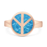 Peace Sign Thumb Ring Lab Created Opal 925 Sterling Silver