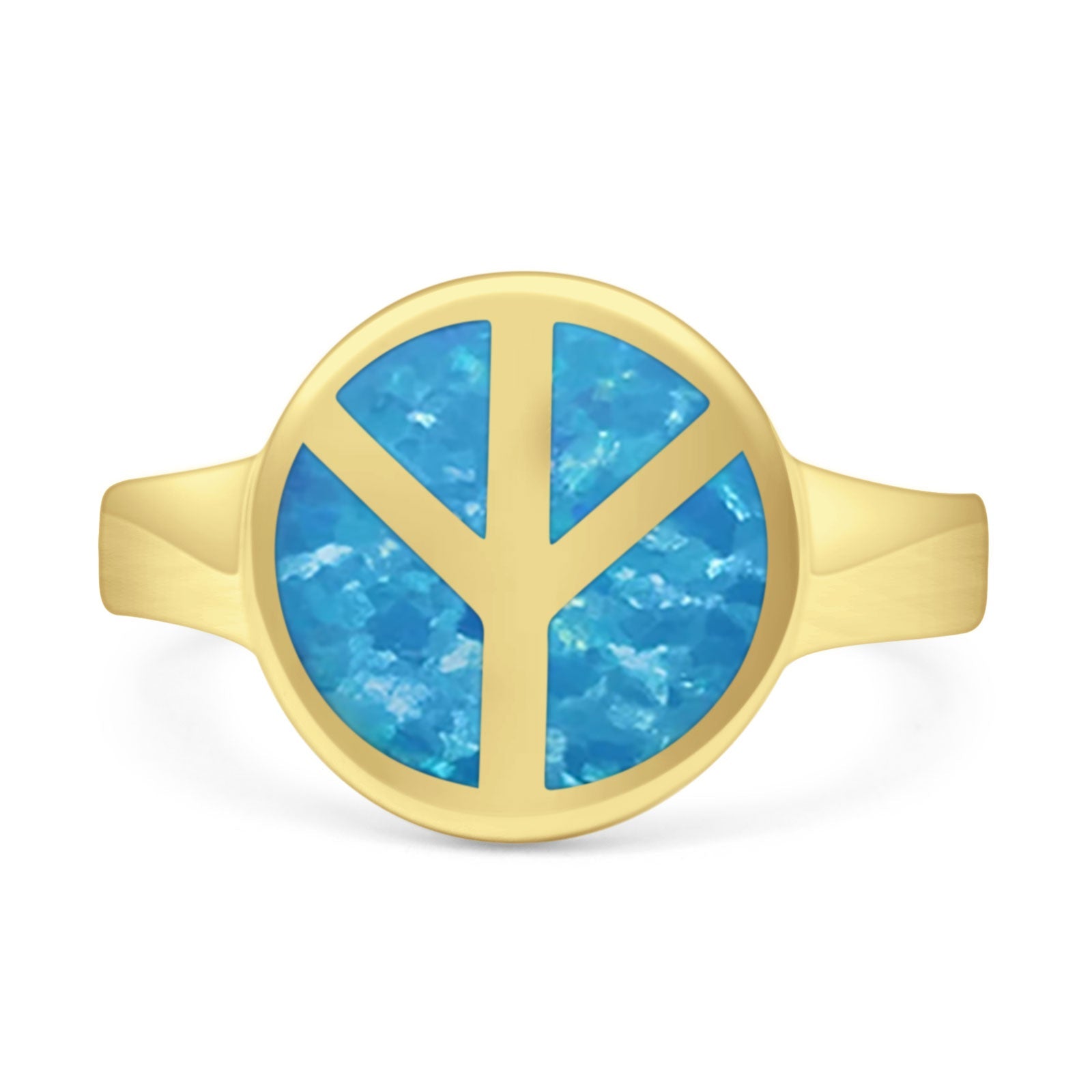 Peace Sign Thumb Ring Lab Created Opal 925 Sterling Silver