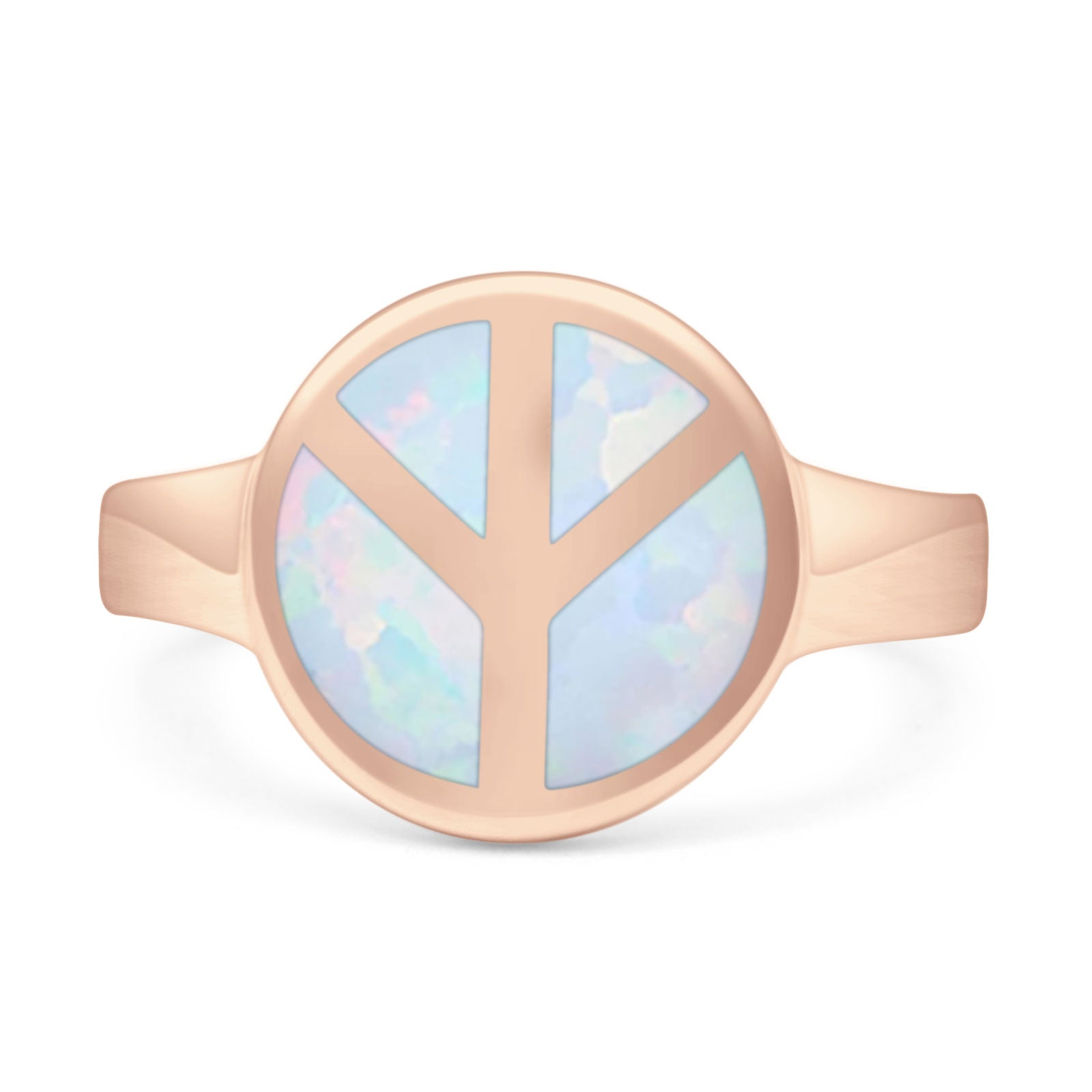 Peace Sign Thumb Ring Lab Created Opal 925 Sterling Silver