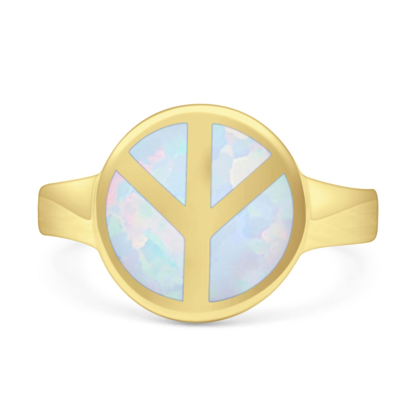 Peace Sign Thumb Ring Lab Created Opal 925 Sterling Silver