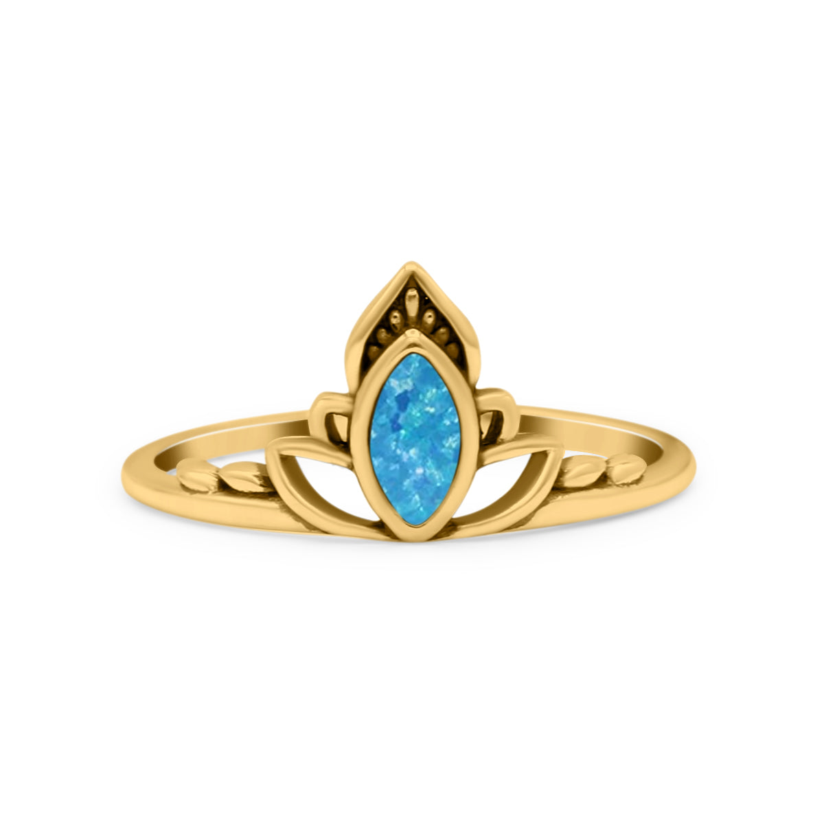 Marquise Petite Dainty Thumb Ring Oxidized Lab Created Opal Statement Fashion Ring 925 Sterling Silver