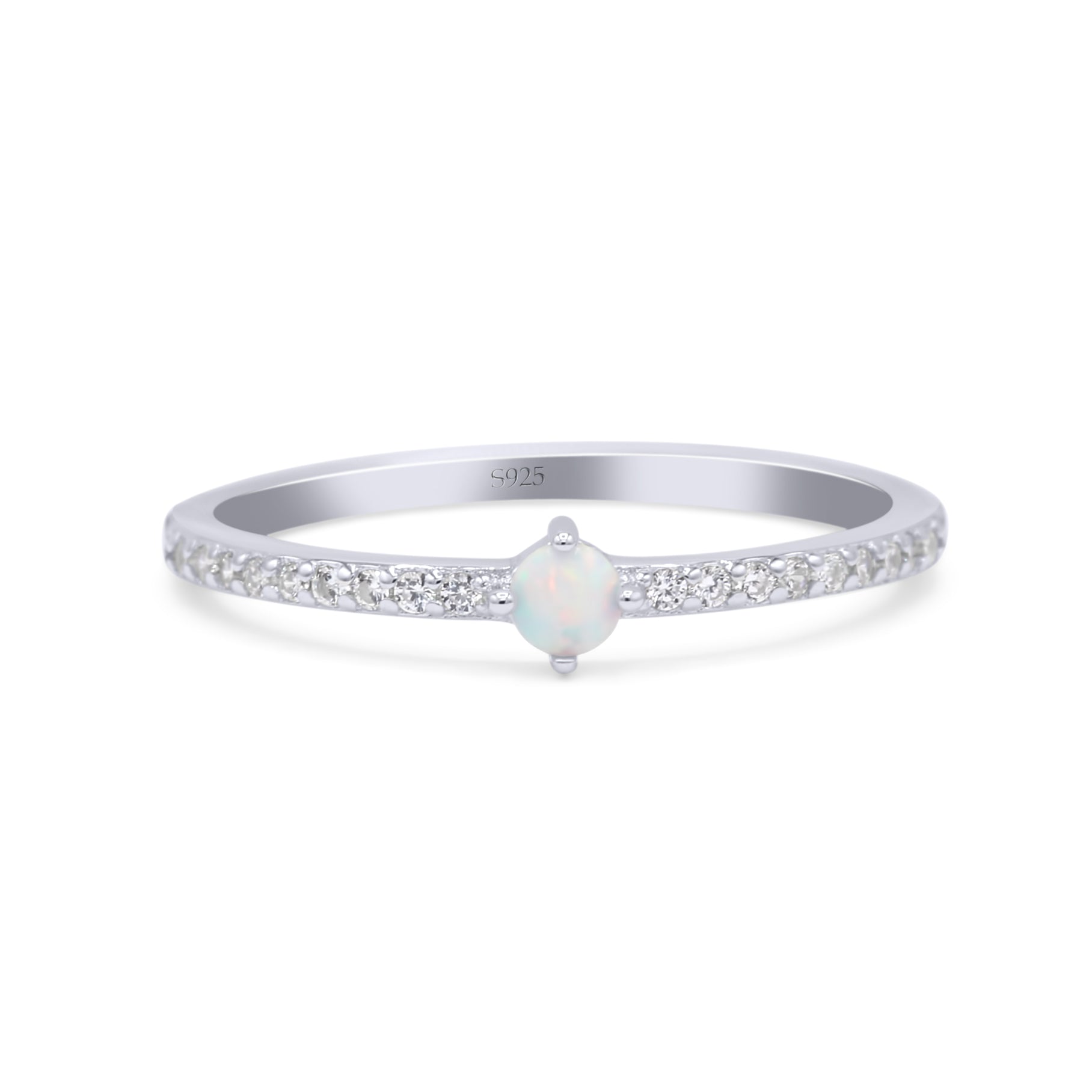 Solitaire Accent Dazzling Thumb Ring Round Lab Created Opal Statement Fashion Ring Solid 925 Sterling Silver