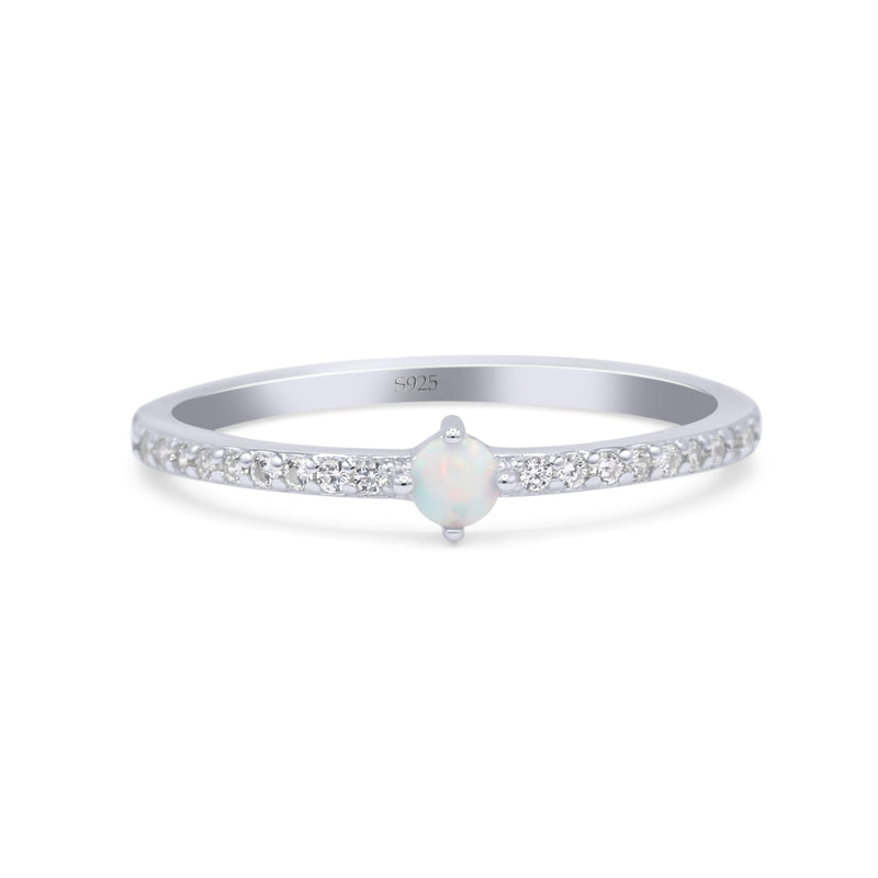 Solitaire Accent Dazzling Thumb Ring Round Lab Created Opal Statement Fashion Ring Solid 925 Sterling Silver