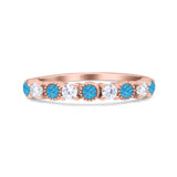 Half Eternity Ring Wedding Engagement Band Round Lab Created Opal 925 Sterling Silver