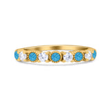 Half Eternity Ring Wedding Engagement Band Round Lab Created Opal 925 Sterling Silver
