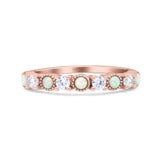 Half Eternity Ring Wedding Engagement Band Round Lab Created Opal 925 Sterling Silver