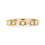 Half Eternity Ring Wedding Engagement Band Round Lab Created Opal 925 Sterling Silver