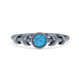 Moon Phases Oxidized Thumb Ring Statement Fashion Ring Lab Created Opal 925 Sterling Silver