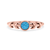 Moon Phases Oxidized Thumb Ring Statement Fashion Ring Lab Created Opal 925 Sterling Silver