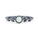 Moon Phases Oxidized Thumb Ring Statement Fashion Ring Lab Created Opal 925 Sterling Silver