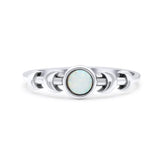 Moon Phases Oxidized Thumb Ring Statement Fashion Ring Lab Created Opal 925 Sterling Silver