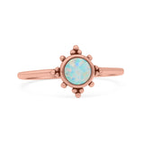 Art Deco Bridal Wedding Engagement Ring Round Lab Created White Opal 925 Sterling Silver