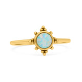 Art Deco Bridal Wedding Engagement Ring Round Lab Created White Opal 925 Sterling Silver