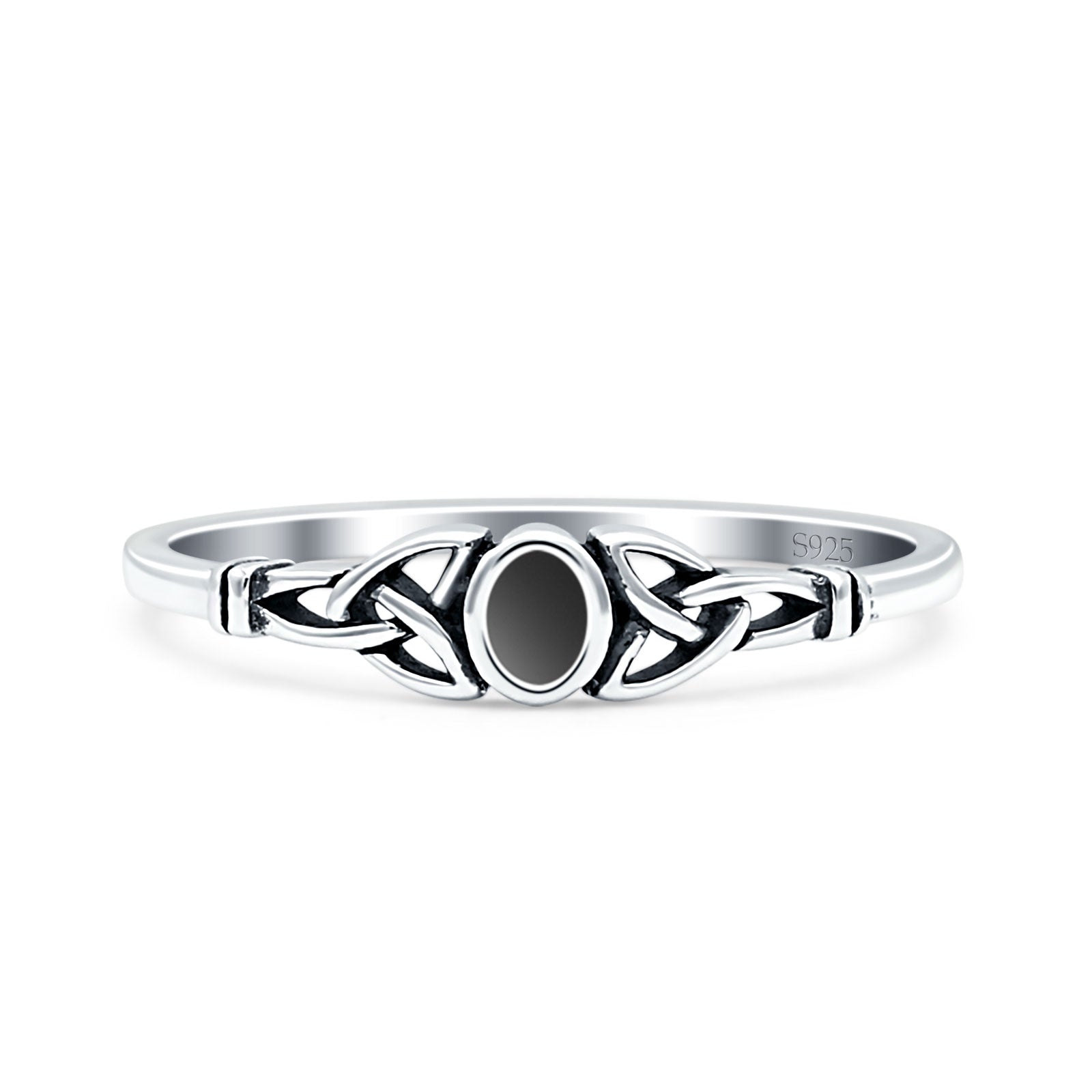 Weave Trinity Celtic Oval Thumb Ring Statement Fashion Oxidized Lab Created Opal 925 Sterling Silver
